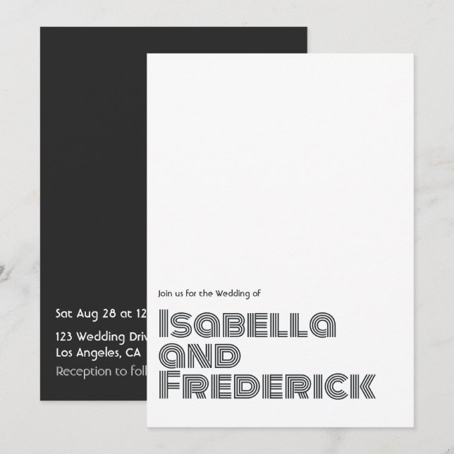 Retro Typography Wedding Invitation (Front/Back)