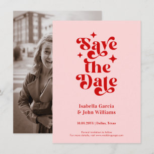 Retro Typography Wedding Save The Date Announcement
