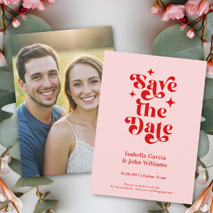Retro Typography Wedding Save The Date Announcement