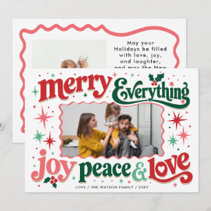 Retro Typography Whimsical Bright Modern Photo Holiday Card