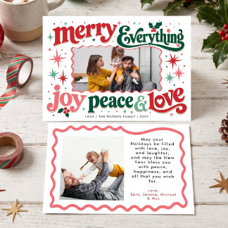 Retro Typography Whimsical Bright Modern Photo Holiday Card
