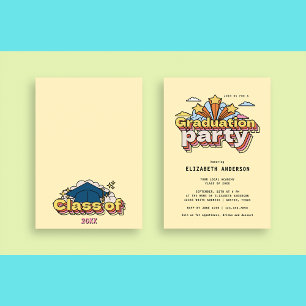 Retro Typography Yellow Graduation Colourful Party Invitation