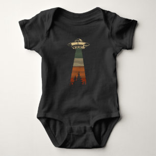 Retro UFO Abduction Forest Alien Spaceship Baby Bodysuit