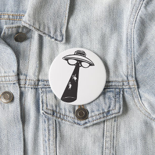 Retro UFO Abduction Graphic Alien Sci-Fi 7.5 Cm Round Badge