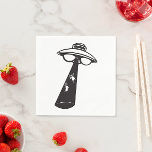 Retro UFO Abduction Graphic Alien Sci-Fi  Napkin