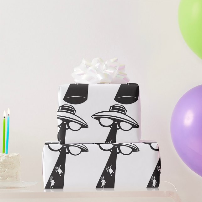Retro UFO Abduction Graphic Alien Sci-Fi  Wrapping Paper (Creator Uploaded)