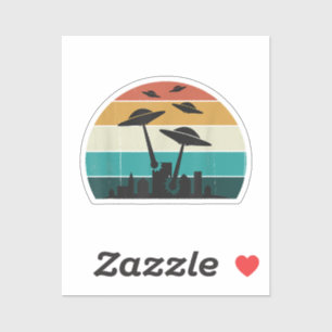 Retro UFO Attack Sunset - Cool Vintage Flying Sauc