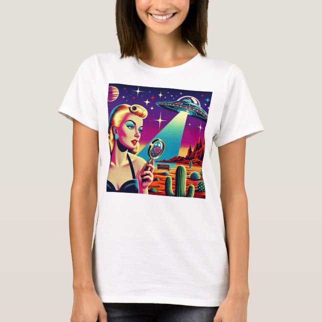 Retro UFO Pin-Up T-Shirt (Front)