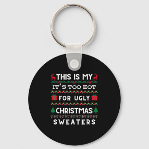 Retro Ugly Christmas Sweater Candy Cane Tree Vibes Key Ring