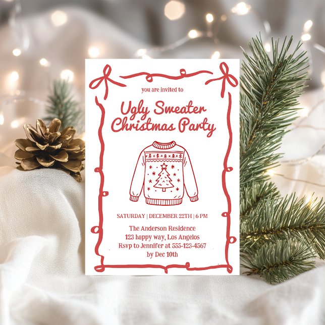 Retro Ugly Christmas Sweater Party                 Invitation (Creator Uploaded)