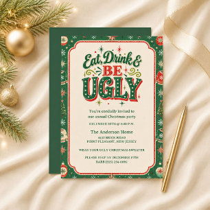 Retro Ugly Christmas Sweater Party Invitation