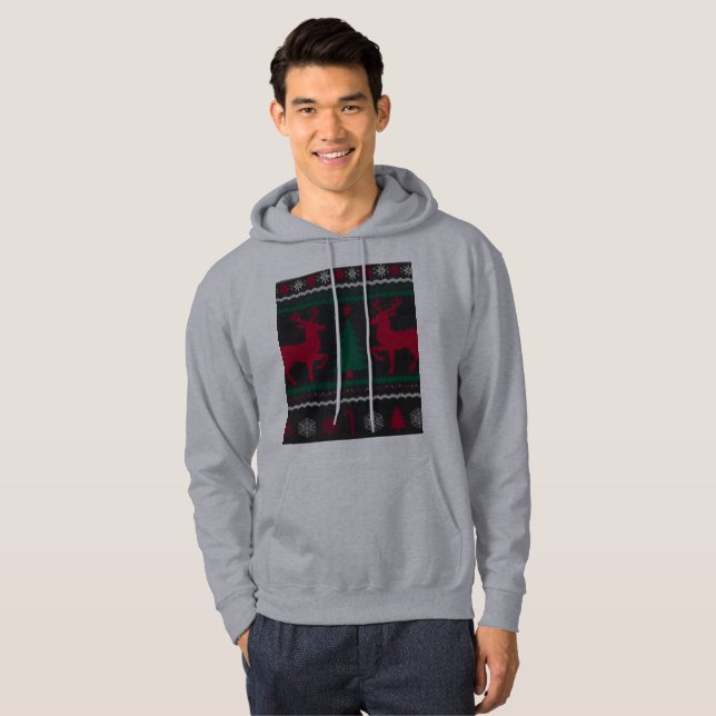 Retro Ugly Christmas Sweater Pattern Hoodie  (Front Full)