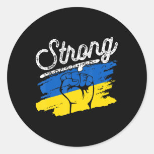 Retro Ukraine Flag Strong Vintage Ukraine For Men Classic Round Sticker