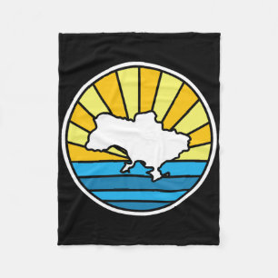 Retro Ukraine Sunset 70s Stained Gl Design Fleece Blanket