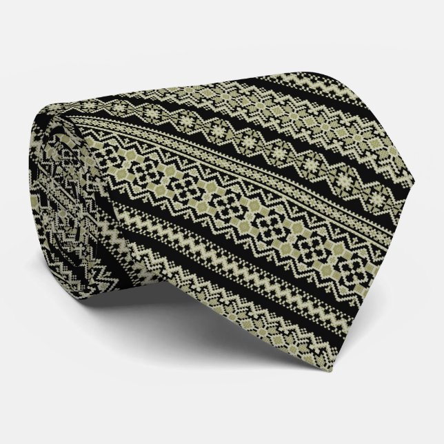 Retro ukrainian pattern tie (Rolled)