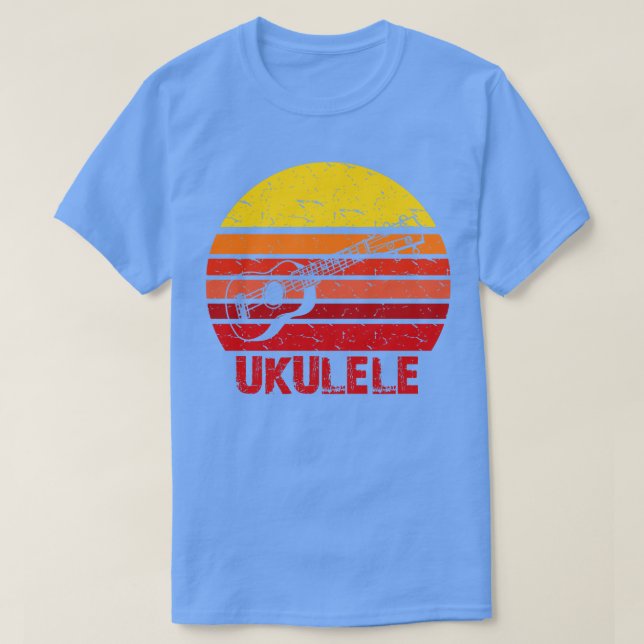 Retro Ukulele Sun Silhouette T-Shirt (Design Front)