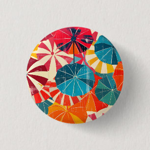 Retro Umbrella Rainy Day Pop Art 3 Cm Round Badge