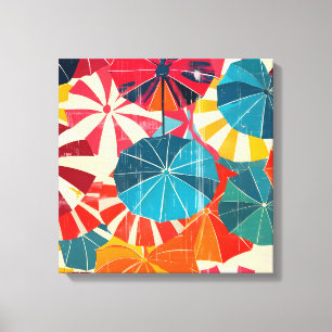 Retro Umbrella Rainy Day Pop Art Canvas Print