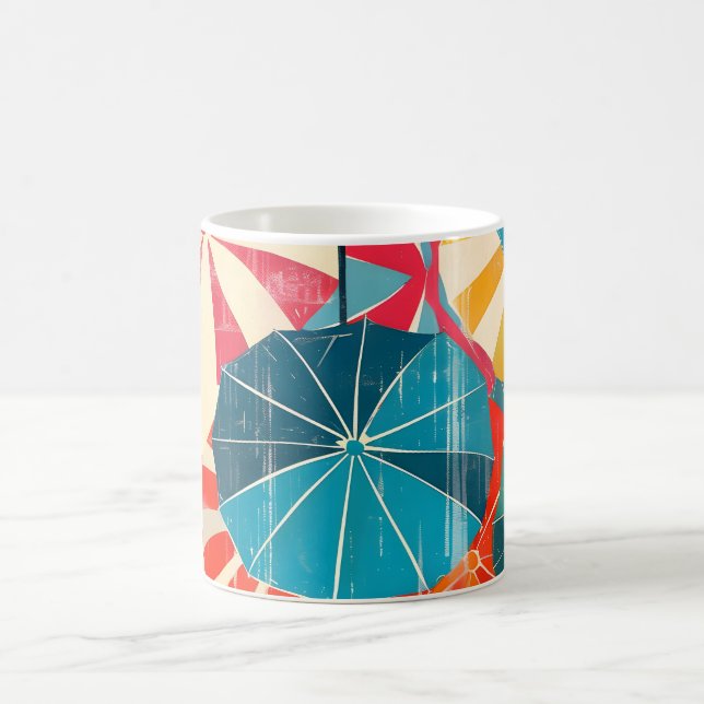 Retro Umbrella Rainy Day Pop Art Coffee Mug (Center)