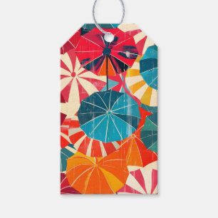 Retro Umbrella Rainy Day Pop Art Gift Tags