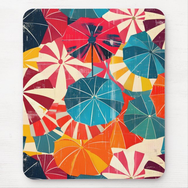 Retro Umbrella Rainy Day Pop Art Mouse Pad (Front)