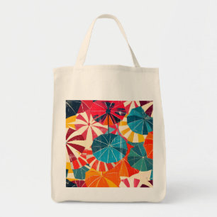 Retro Umbrella Rainy Day Pop Art Tote Bag