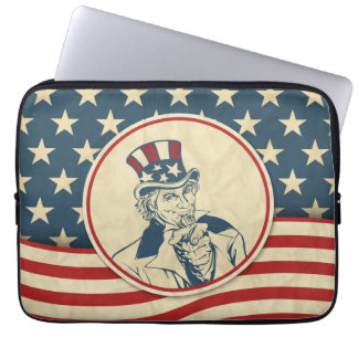 Retro Uncle Sam Rustic Americana Laptop Sleeve