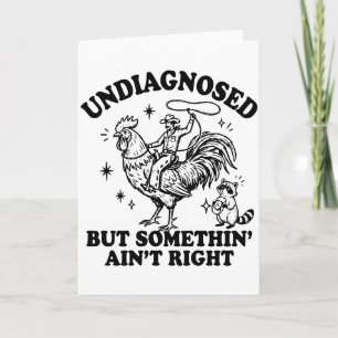Retro Undiagnosed Somethin  Rooster Cowboy racoon Card