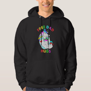 Retro Unicorn LGBT Free Dad Hugs LGBT Gay Pride Su Hoodie