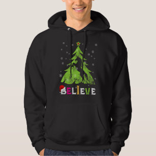 Retro Unicorn Lovers Believe Santa Hat Grunge Chri Hoodie