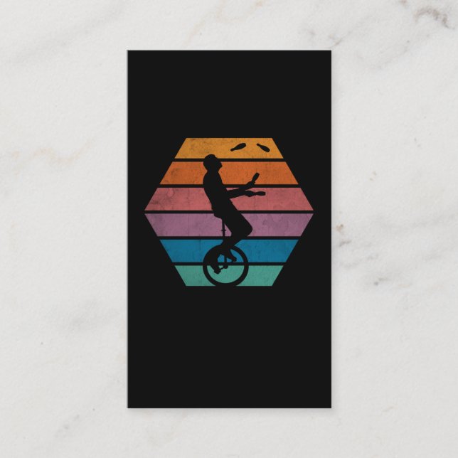 Retro Unicycle Juggling Circus Artist Juggler Business Card (Front)