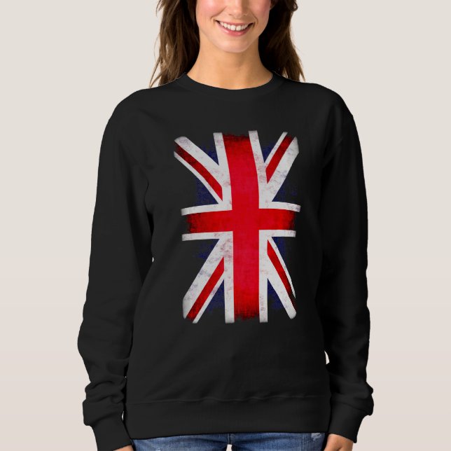 Retro Union Jack Flag Uk England Great Britain Sweatshirt (Front)