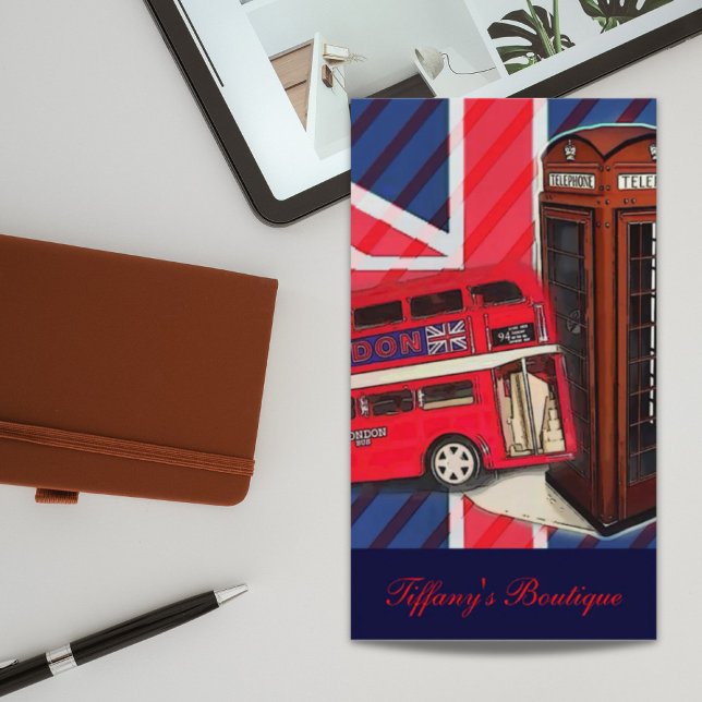 Retro Union Jack London Bus red telephone booth Business Card (Retro Union Jack London Bus red telephone booth Business Card)