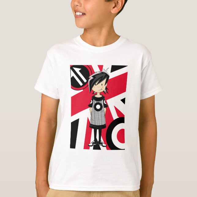 Retro Union Jack Mod Girl T-Shirt (Front)