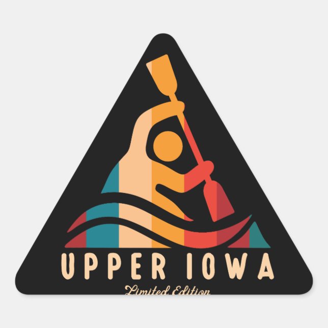 Retro Upper Iowa Kayaking Triangle Sticker (Front)