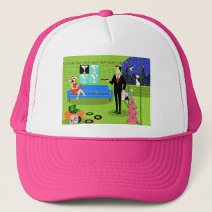 Retro Urban Christmas Couple Trucker Hat