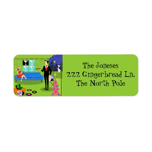 Retro Urban Christmas Return Address Labels (Front)