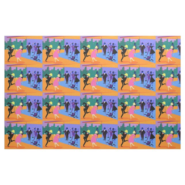 Retro Urban Rooftop Party Fabric (Yard)
