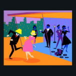 Retro Urban Rooftop Party Poster<br><div class="desc">This Retro Urban Rooftop Party Poster is intoxicating in its detail. The cartoon design features the type of wildly sophisticated cocktail party that is normally only seen in movies from the 1960s. There is a lot for the partygoers to take in. From the comfort of a penthouse apartment, guests are...</div>