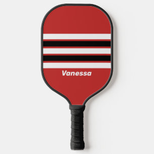 Retro Urban Zebra Across Striping with Name Pickleball Paddle