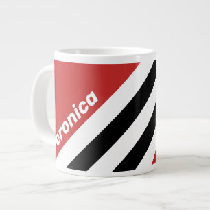 Retro Urban Zebra Stripes with Name Large Coffee Mug