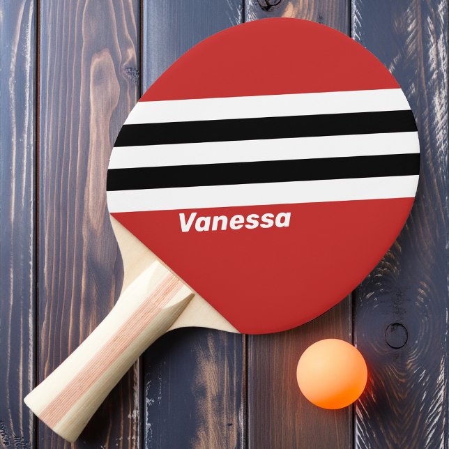 Retro Urban Zebra Stripes with Name Ping Pong Paddle (Creator Uploaded)
