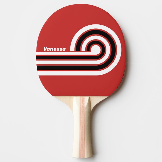 Retro Urban Zebra Stripes with Name Ping Pong Paddle (Front)