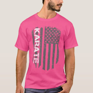 Retro Us American Flag Japanese Karate T-Shirt