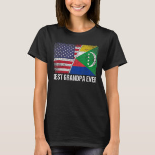 Retro Us Comoros Flag Best Grandpa Ever Father's T-Shirt