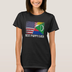 Retro Us Comoros Flag Best Pappy Ever Father's Da T-Shirt