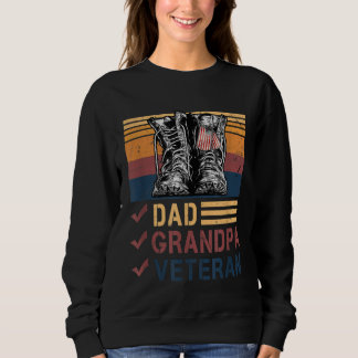 Retro US Flag Combat Boots Dad Grandpa Veteran Mem Sweatshirt