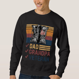 Retro US Flag Combat Boots Dad Grandpa Veteran Mem Sweatshirt