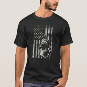Retro Us Flag German Shepherd Dog Mum July 4th Pat T-Shirt