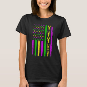 Retro US Flag Mardi Gras Carnival American Flag Fe T-Shirt